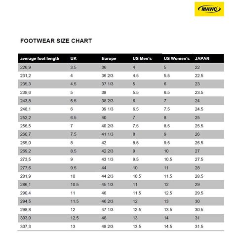 Mavic Shoe Size Chart | Glory Cycles | Flickr