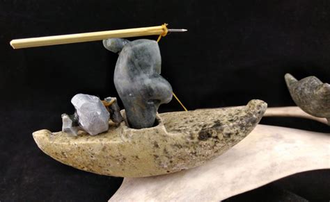 Kayaker, Beluga Whales, Whale Hunter, Traditional Carving, Inuit Carving, Inuvialuit ...