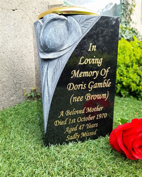 Personalised Granite Memorial Vase Grave rose bowl Flower Cemetery ...