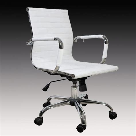 Silla de Oficina con 5 Ruedas, de Piel Blanca, Ajustable, con Mecanismo ...