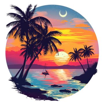 Beautiful Tropical Sunset Beach Landscape, Tropical, Sunset, Beach PNG Transparent Image and ...
