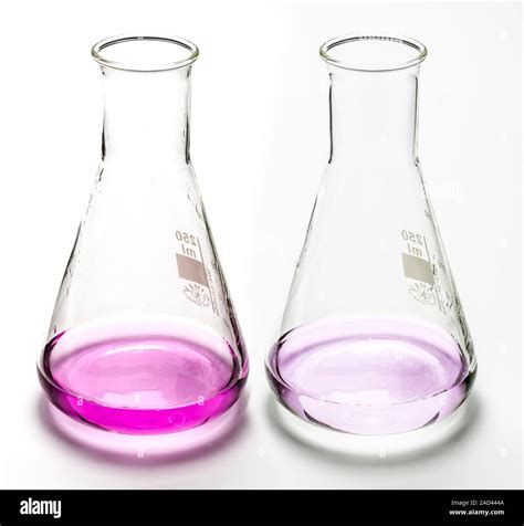 Phenolphthalein is used as a single indicator in acid-base titrations. At left it is shown in a ...