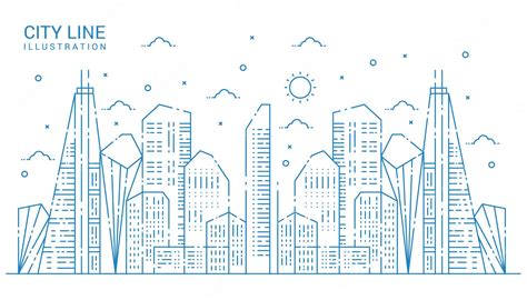 Premium Vector | City line illustration design