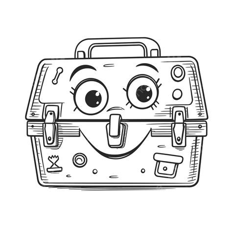 Cartoon Coloring Page For A Tool Box Outline Sketch Drawing Vector, Car Drawing, Cartoon Drawing ...