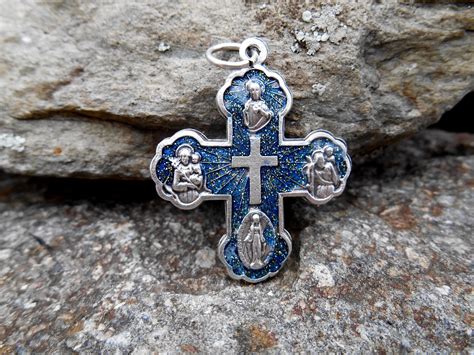 Large 5 Way Cross Pendant Blue Accent/Jesus Five way Cross | Etsy