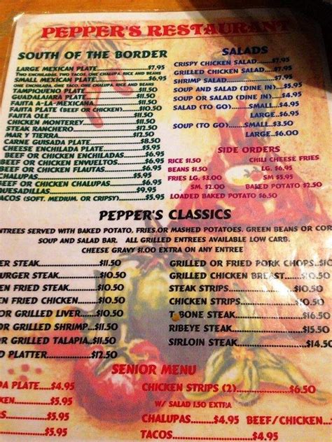 Online Menu of Pepper's Restaurant, Hebbronville, TX