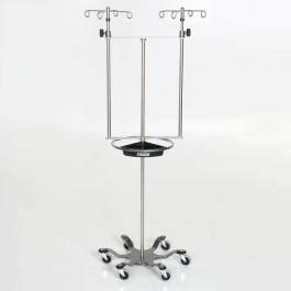 MCM286 Stainless Steel Double IV Pole with Steering Wheel and Tray