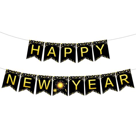 Glitter, Happy New Year Banner - 10 Feet, NO DIY | Happy New Year Sign ...