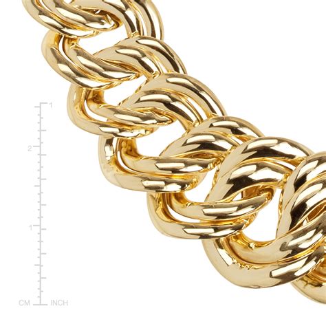 Eternity Gold Graduated Double Link Chain Necklace in 14K Gold | eBay