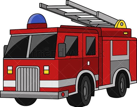 Fire Truck Cartoon Clipart Vector - FriendlyStock