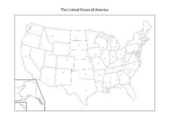 United States Map - Blank with States and Cities - Black and White in 2024 | United states map ...