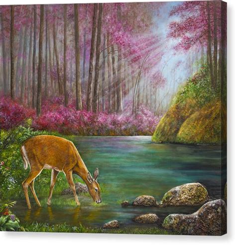 Deer Drinking Water Painting at PaintingValley.com | Explore collection ...