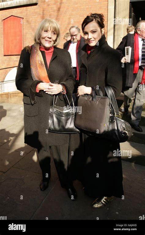 Dame Diana Rigg (left) & her daughter Rachael Stirling leave a memorial service for the late ...