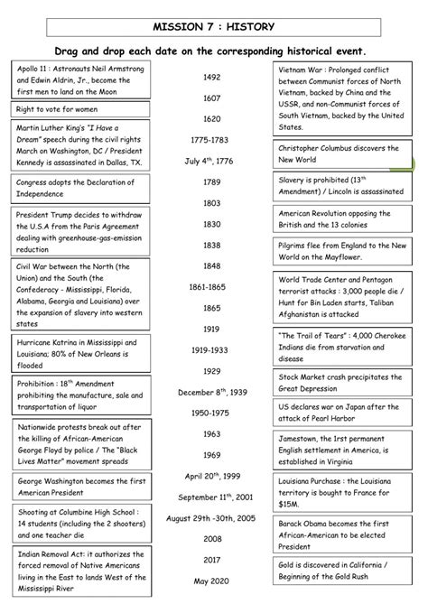 American History Worksheet - Printable Worksheets