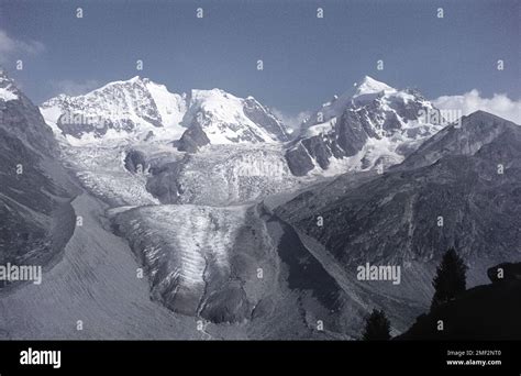 Tschierva Glacier with Piz Roseg and Piz Scerscen. Bernina Range ...