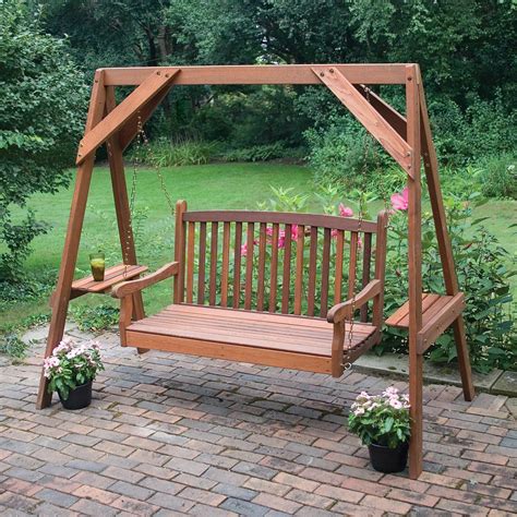 Swing for backyard with side tables | Garden swing seat, Porch swing frame, Backyard seating