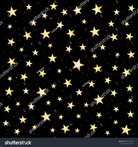 Glitter Gold Stars On Black Background Stock Vector (Royalty Free ...