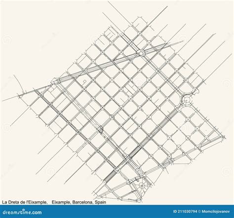 Street Roads Map of the Dreta De L`Eixample Neighbourhood of the ...