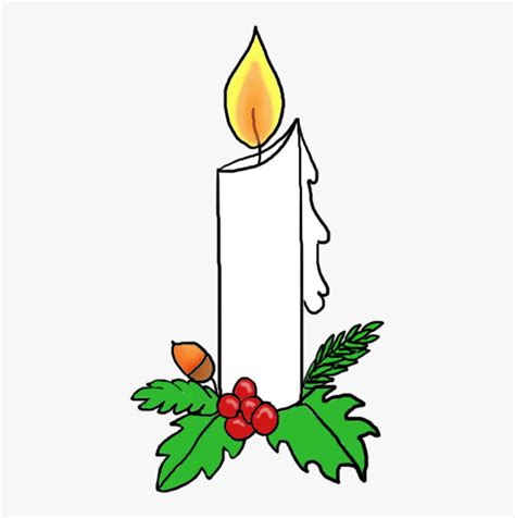 Christmas Candle With Holy - White Advent Candle Clipart, HD Png Download - kindpng