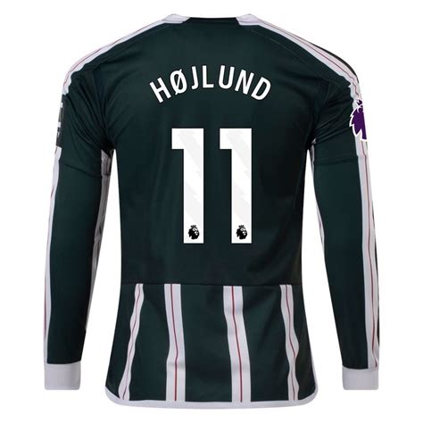 Men's Replica adidas Hojlund Manchester United Long Sleeve Away Jersey ...