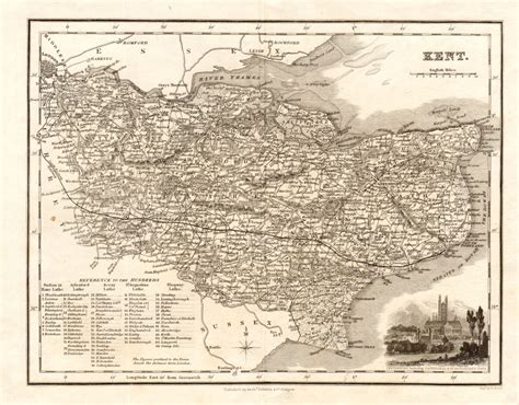 Antique county map of Kent by Archibald Fullarton c1833 old chart