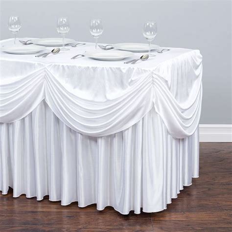 White luxury Table Skirt With Swag for Wedding Use Wedding Table ...