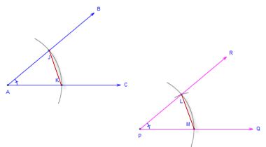 How to copy an angle with compass and straightedge or ruler - Math Open Reference