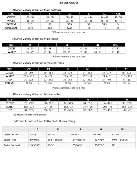 Tyr Club Size Guide