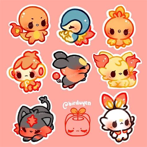 Fire Starter Pokemon Stickers
