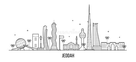 Jeddah Skyline Saudi Arabia City Vector Linear Art Stock Vector ...