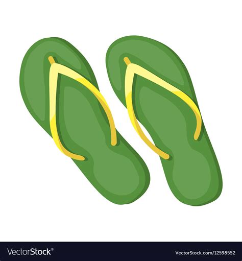 Green flip-flops icon in cartoon style isolated Vector Image