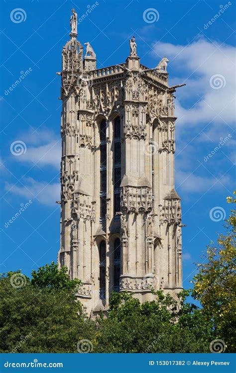 Saint-Jacques Tower in Paris, France. Stock Photo - Image of saint, architecture: 153017382