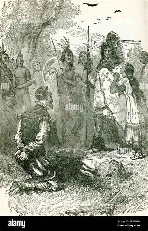 This 1890s illustration shows Pocahontas interceding for the life of ...