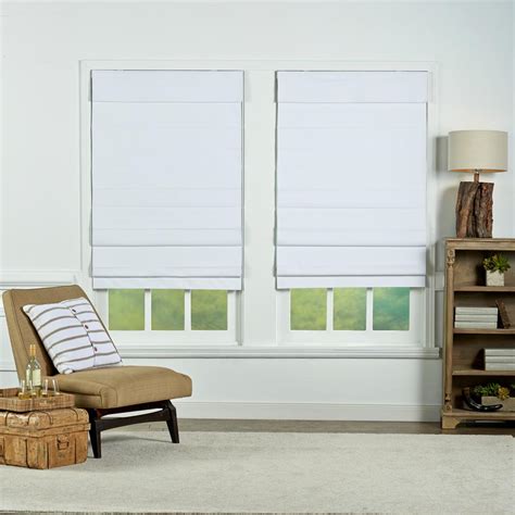 Perfect Lift Window Treatment White Insulating Cordless Cotton Roman Shade - 33 in. W x 72 in. L ...