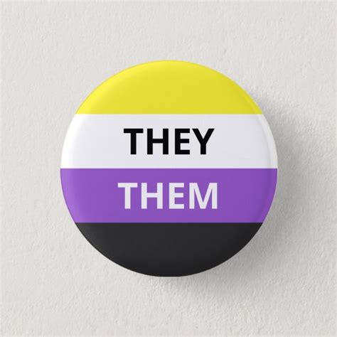 They/Them Pronouns Non-Binary Flag Badge Button | Zazzle | They them ...