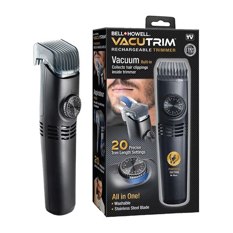 Bell + Howell Vacutrim Rechargeable Hair Trimmer 8760, Color: Black ...