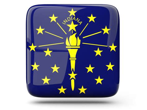 Glossy square icon. Illustration of flag of Indiana