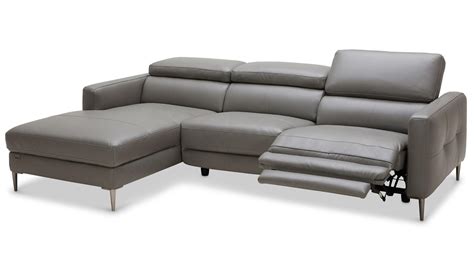 Modern Grey Leather Reno Sectional with Power Recliner Seat | Zuri Furniture