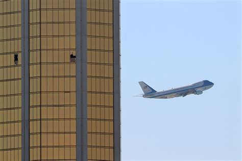 Air Force One Flies By Mandalay Bay Resort's Broken Windows | Broken ...