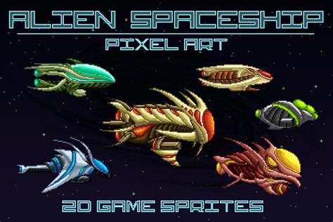 Pixel Art Alien Spaceship 2D Game Sprites - CraftPix.net