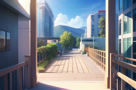 Premium AI Image | A view of a city from the anime studio