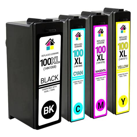 Lexmark #100XL High Yield Compatible Ink Cartridges 4PK (1ea. BCMY) Combo | Inkguides.com