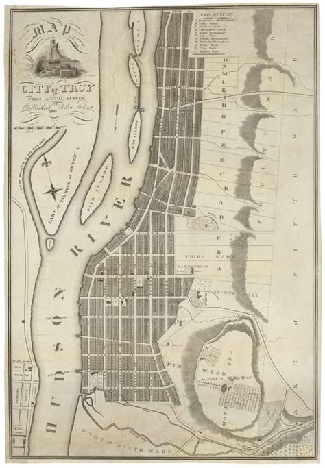 The first printed map of Troy New York - Rare & Antique Maps