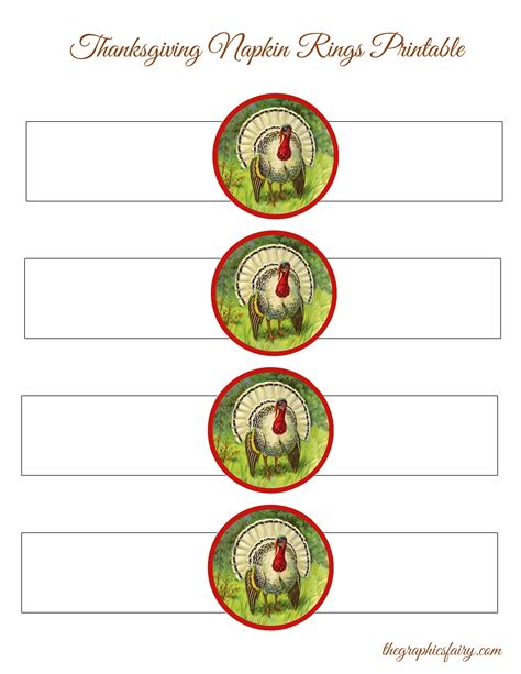 Thanksgiving Turkey Napkin Rings Template - The Graphics Fairy