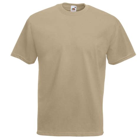 Classic Khaki Fruit of the Loom Mens Soft Spun T Shirt Plain | eBay