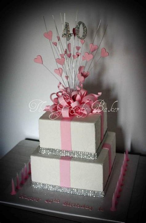 40th Pink Bling Cake - Cake by Kate - CakesDecor