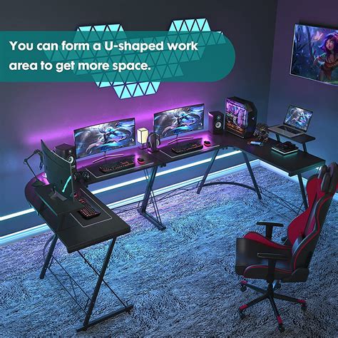 Buy L Shaped Computer Corner Desk 50.8" Gaming Desk, Gaming Table with Large Monitor Stand for ...