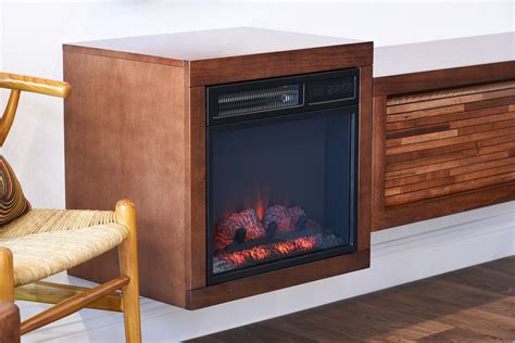 Wall Mount Fireplace Floating TV Stand - ECO GEO Mocha - Woodwaves