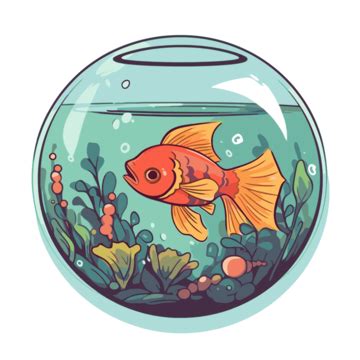 Goldfish Sitting In A Goldfish Bowl Clipart Vector, Sticker Design With Cartoon Fish Bowl ...