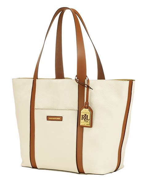 Lyst - Lauren By Ralph Lauren Penridge Leather Tote Bag in White